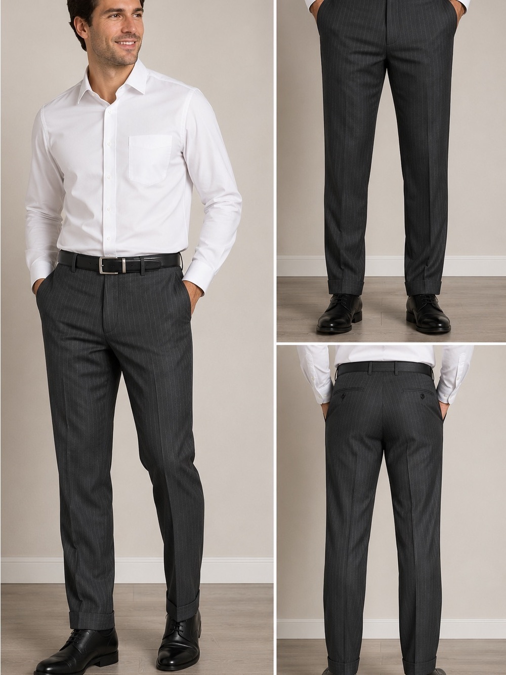 Arrow Charcoal Gray Pinstripe Dress Pants 32x30 Wool Blend Flat Front NWOT